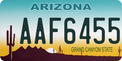 AZ license plate AAF6455