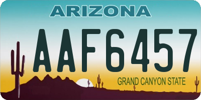 AZ license plate AAF6457