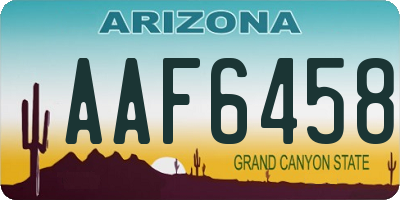 AZ license plate AAF6458