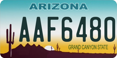 AZ license plate AAF6480