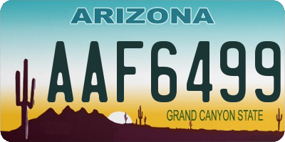 AZ license plate AAF6499