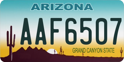 AZ license plate AAF6507