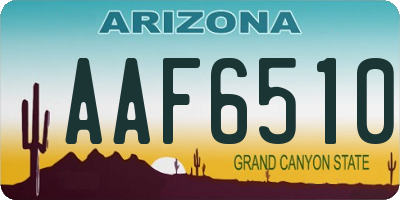 AZ license plate AAF6510