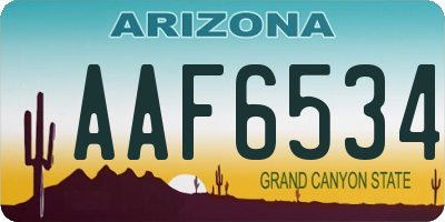 AZ license plate AAF6534