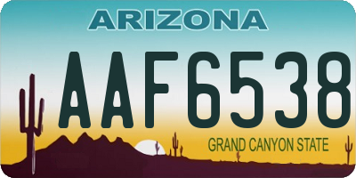 AZ license plate AAF6538