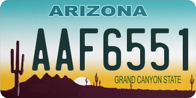 AZ license plate AAF6551