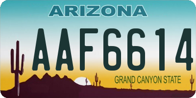 AZ license plate AAF6614