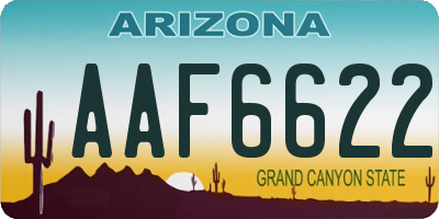 AZ license plate AAF6622