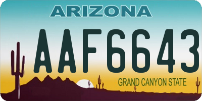 AZ license plate AAF6643