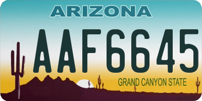 AZ license plate AAF6645