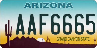 AZ license plate AAF6665