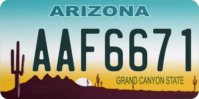 AZ license plate AAF6671