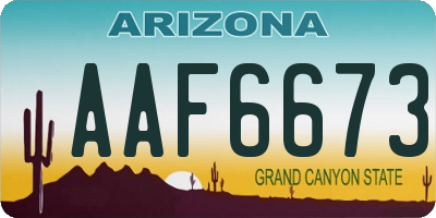AZ license plate AAF6673