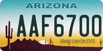 AZ license plate AAF6700