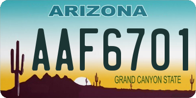 AZ license plate AAF6701