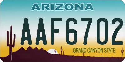 AZ license plate AAF6702