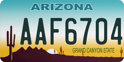 AZ license plate AAF6704