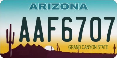 AZ license plate AAF6707