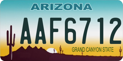 AZ license plate AAF6712