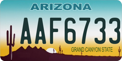 AZ license plate AAF6733
