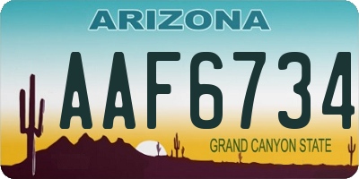 AZ license plate AAF6734