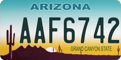 AZ license plate AAF6742