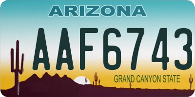 AZ license plate AAF6743