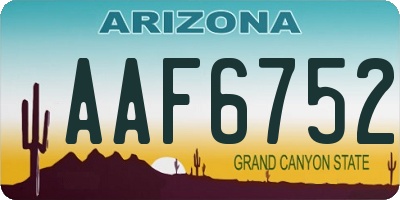 AZ license plate AAF6752