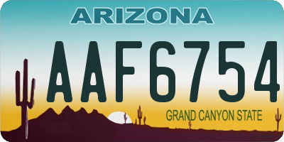 AZ license plate AAF6754