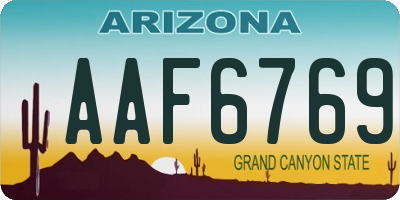 AZ license plate AAF6769