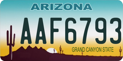 AZ license plate AAF6793