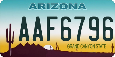 AZ license plate AAF6796