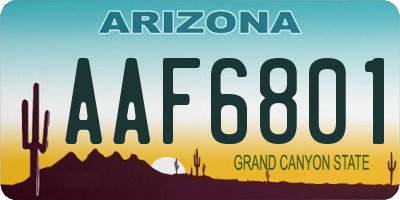AZ license plate AAF6801