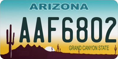 AZ license plate AAF6802