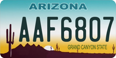 AZ license plate AAF6807