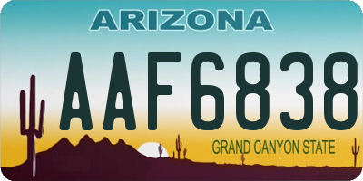 AZ license plate AAF6838