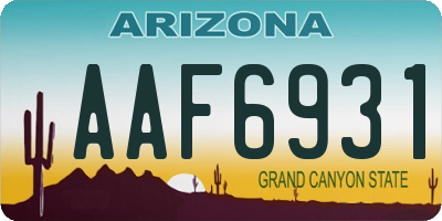 AZ license plate AAF6931