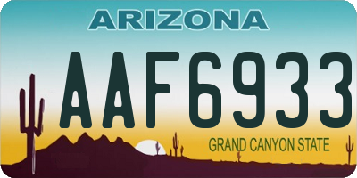 AZ license plate AAF6933