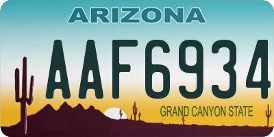 AZ license plate AAF6934