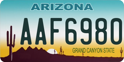 AZ license plate AAF6980