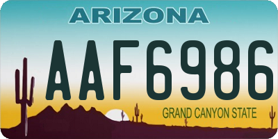 AZ license plate AAF6986