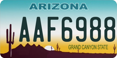 AZ license plate AAF6988