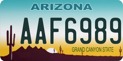 AZ license plate AAF6989