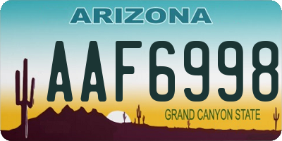 AZ license plate AAF6998