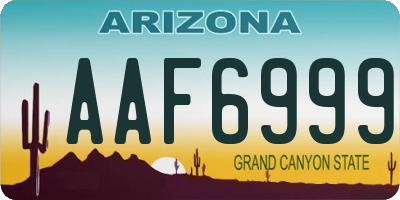 AZ license plate AAF6999