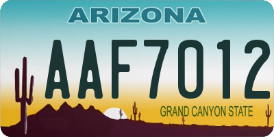 AZ license plate AAF7012