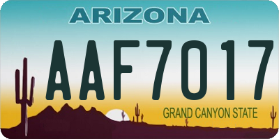 AZ license plate AAF7017