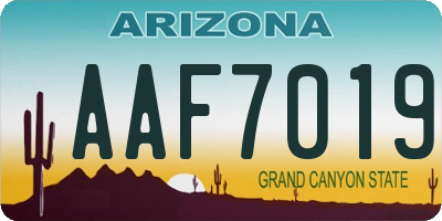 AZ license plate AAF7019