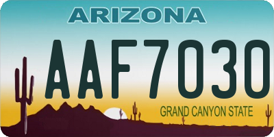 AZ license plate AAF7030