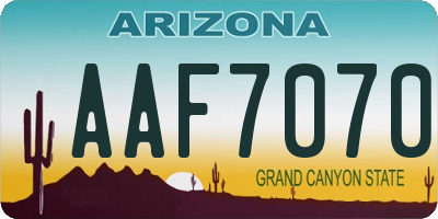 AZ license plate AAF7070
